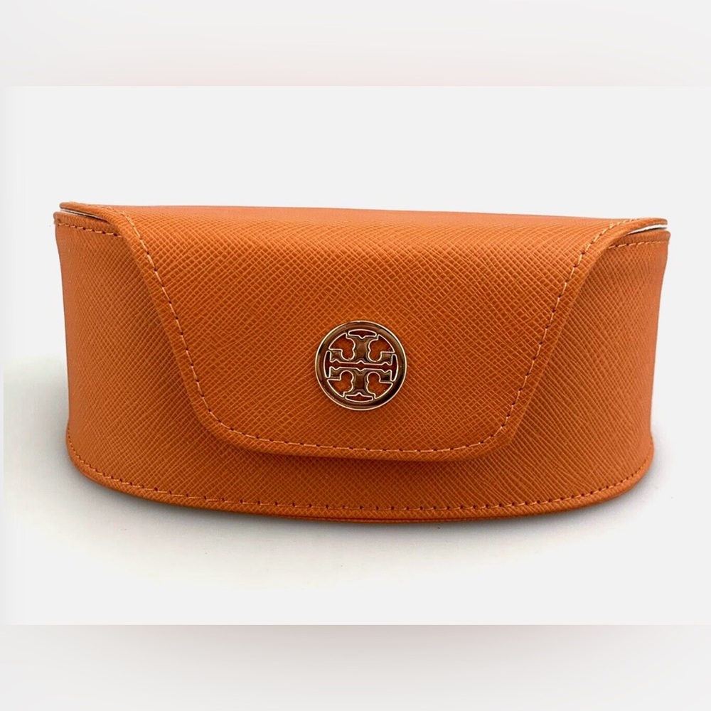 Tory Burch Orange Textured Sunglass Case with Gold Logo